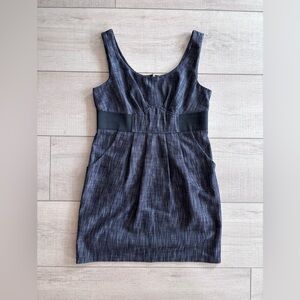 Love Culture Charcoal Sleeveless Sheath Dress with Black Waist & Pockets Size L